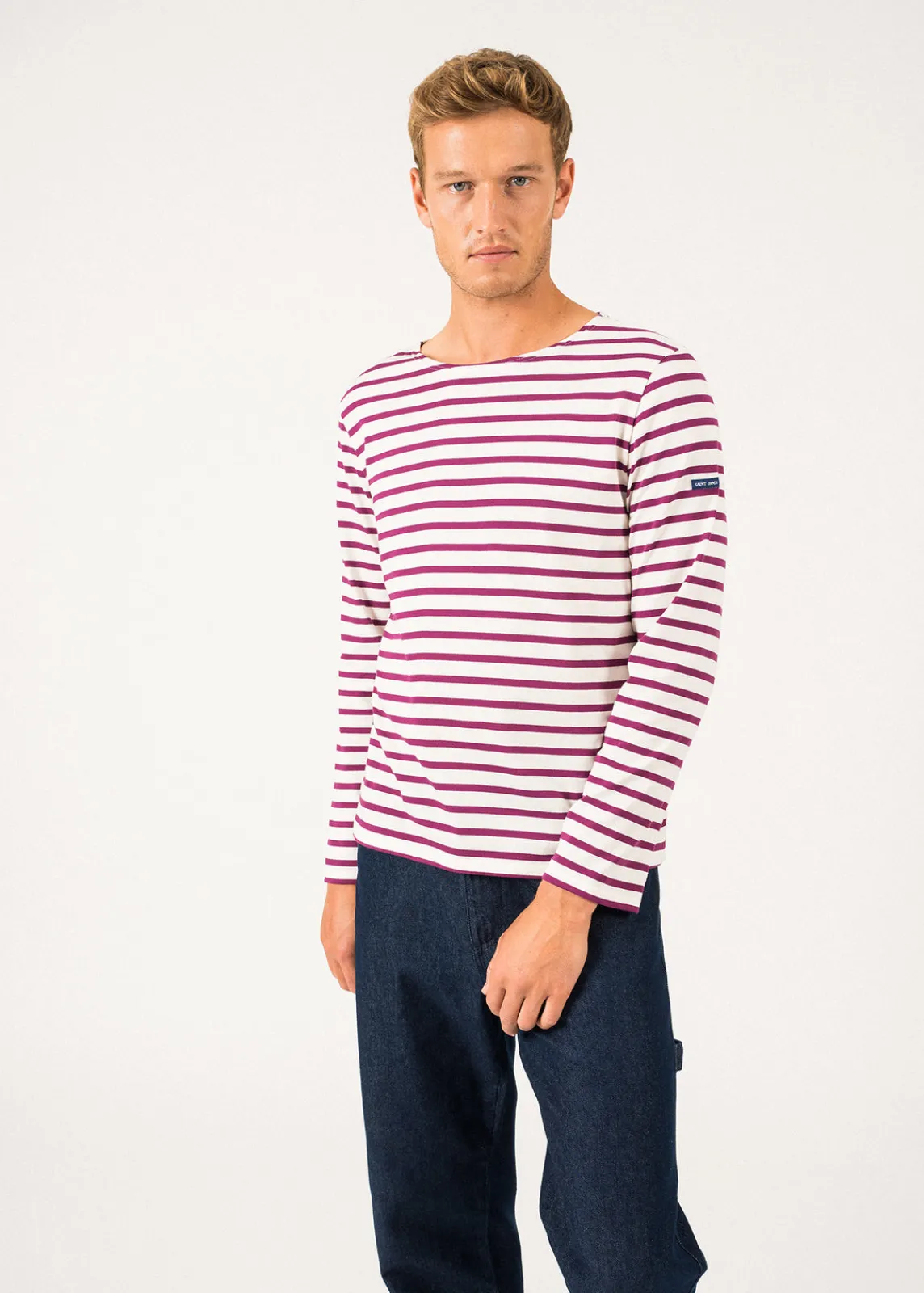 SAINT JAMES Marinières*Marinière mixte Minquiers Ecume/prune