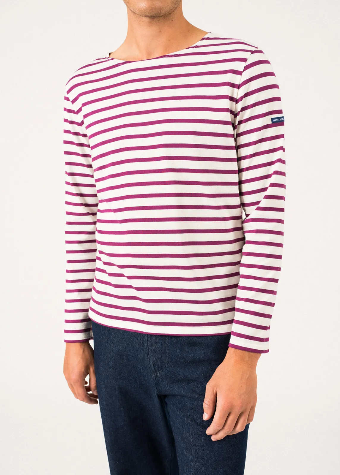 SAINT JAMES Marinières*Marinière mixte Minquiers Ecume/prune