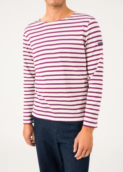 SAINT JAMES Marinières*Marinière mixte Minquiers Ecume/prune