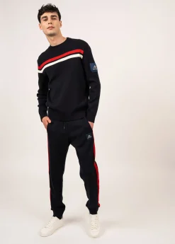 SAINT JAMES Pantalons & Shorts*Pantalon en laine à bandes contrastées Vikings Navy/ecume/tulipe