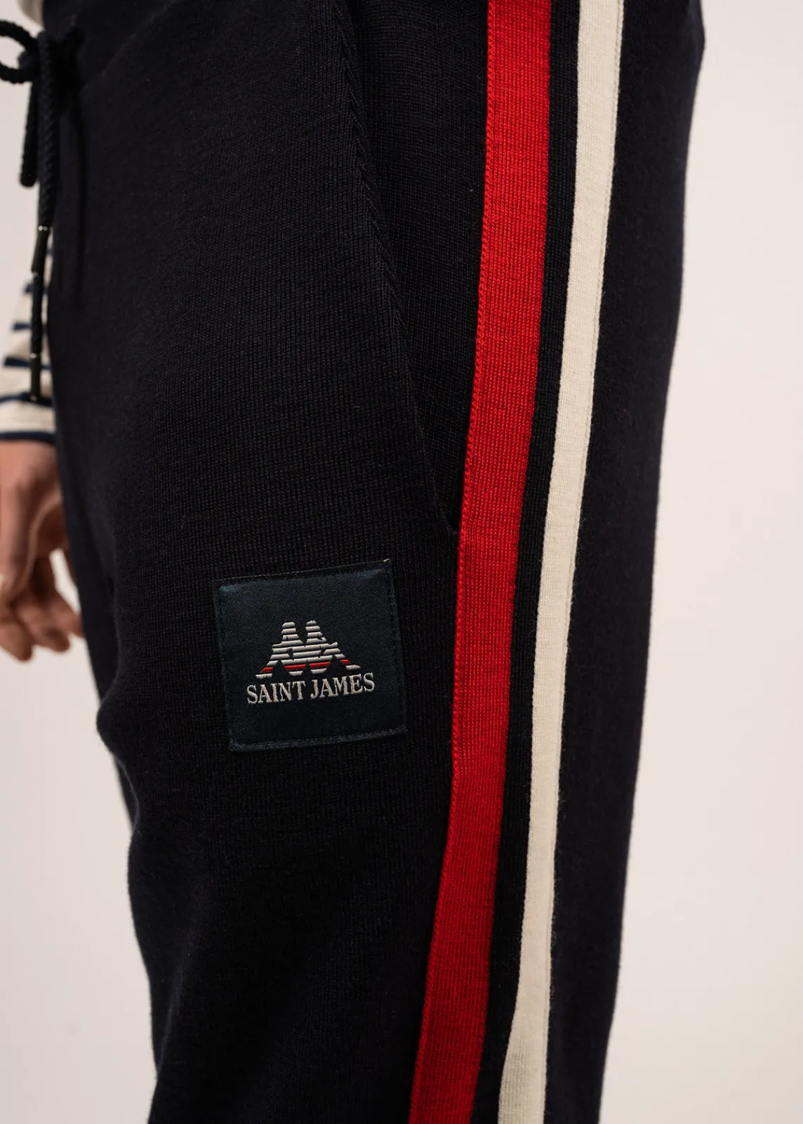 SAINT JAMES Pantalons & Shorts*Pantalon en laine à bandes contrastées Vikings Navy/ecume/tulipe