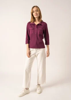 SAINT JAMES Polos & T-shirts*Polo manches 3/4 Oléron Prune