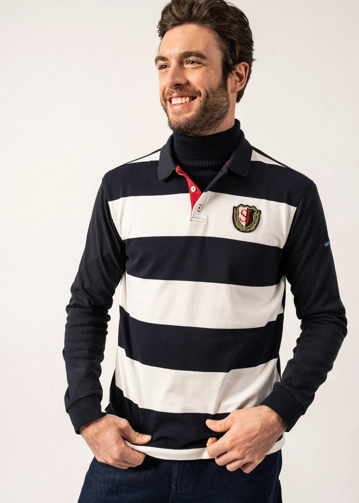 SAINT JAMES T-shirts & Polos*Polo rayé style rugby Pierrot Amiral/ecume