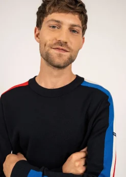 SAINT JAMES Pulls & Gilets*Pull à manches raglan en laine Navy/gitane/ecume/tulipe