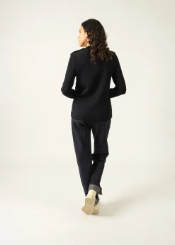 SAINT JAMES Pulls Marins*Pull Brégançon Eiffel à motif lurex Navy/bronze