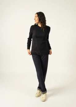 SAINT JAMES Pulls Marins*Pull Brégançon Eiffel à motif lurex Navy/bronze