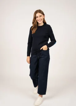 SAINT JAMES Pulls Marins*Pull Brégançon Élysée à coudières contrastées Navy