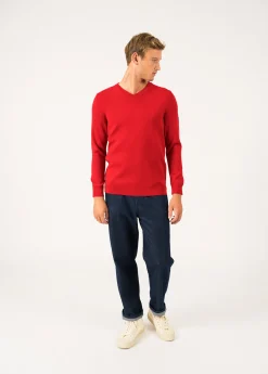 SAINT JAMES Pulls & Gilets*Pull col V Cuirassé Rouge