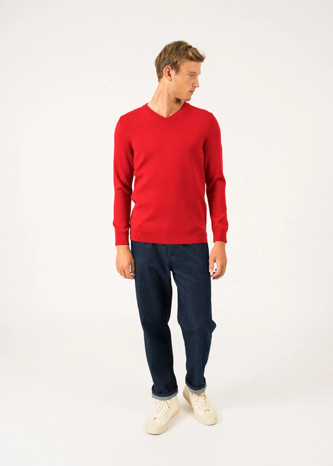 SAINT JAMES Pulls & Gilets*Pull col V Cuirassé Rouge