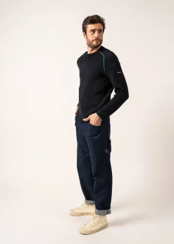 SAINT JAMES Pulls & Gilets*Pull en laine Vizile Navy/trefle