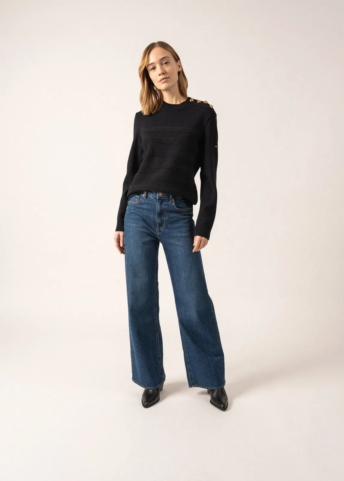 SAINT JAMES Pulls Marins*Pull esprit marin rayé Gala Navy/navy