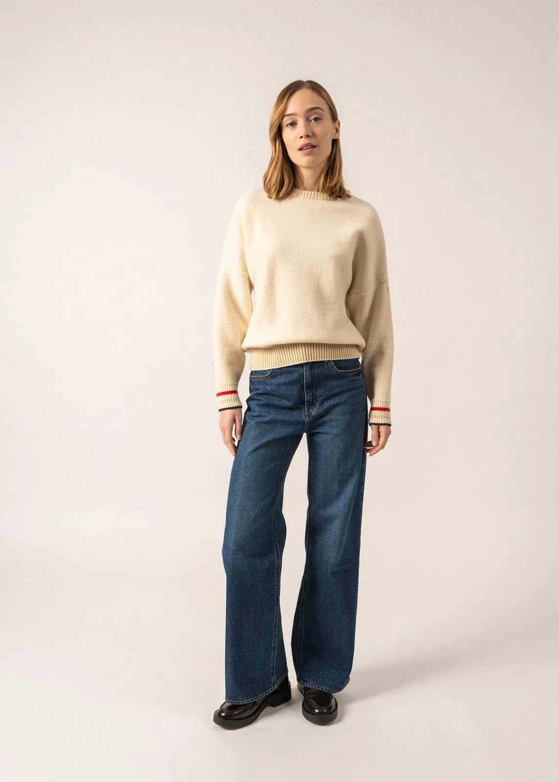 SAINT JAMES Pulls & Gilets*Pull esprit sweat Sélune Ecru