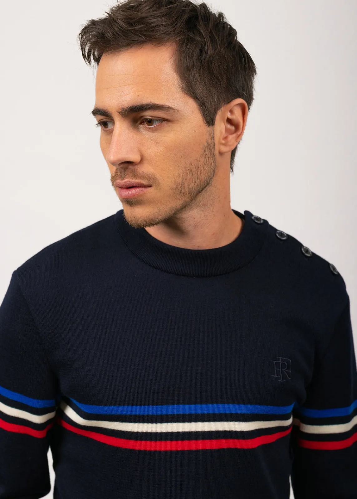 SAINT JAMES Pulls Marins*Pull marin à rayure tricolore Navy
