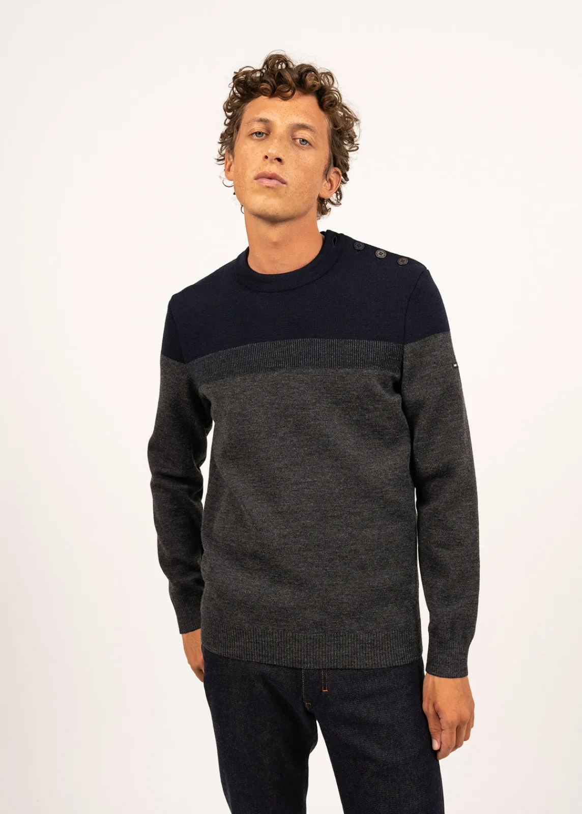 SAINT JAMES Pulls Marins*Pull marin Aquitaine Gris/marine