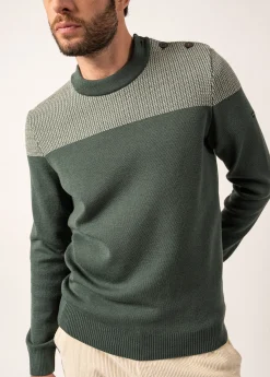SAINT JAMES Pulls Marins*Pull marin bicolore Dinan Vegetal/ecru