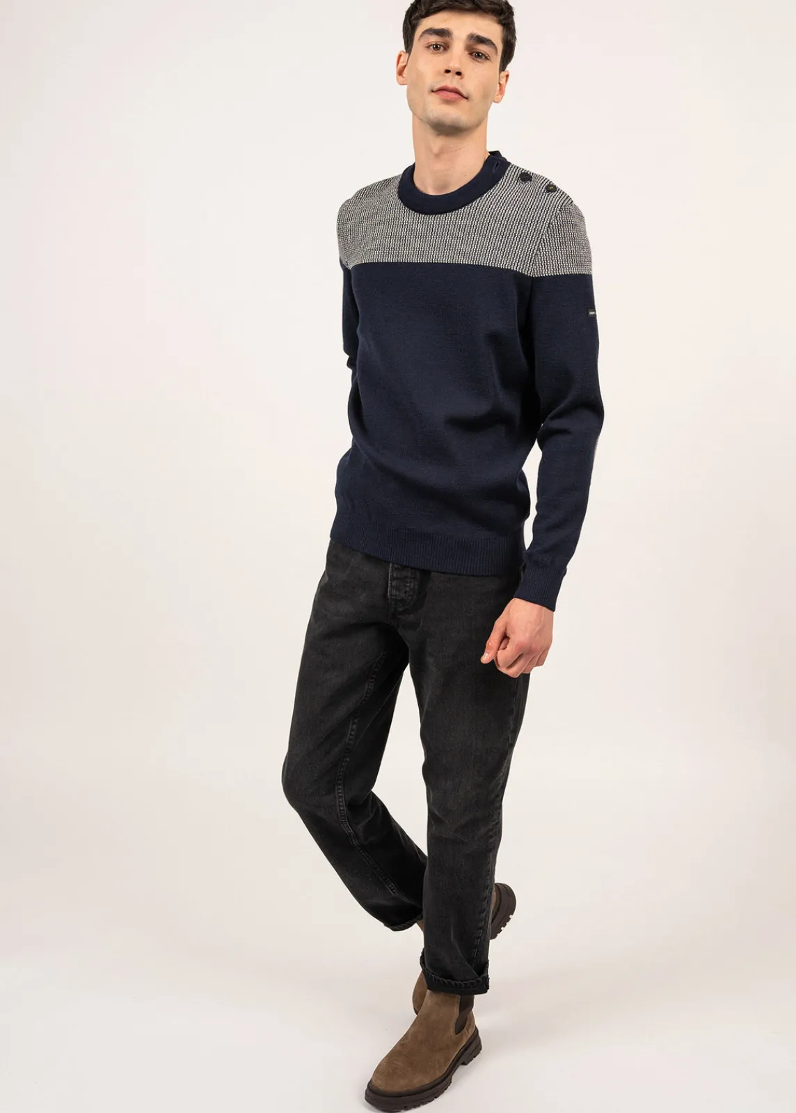 SAINT JAMES Pulls Marins*Pull marin bicolore Dinan Marine/ecru