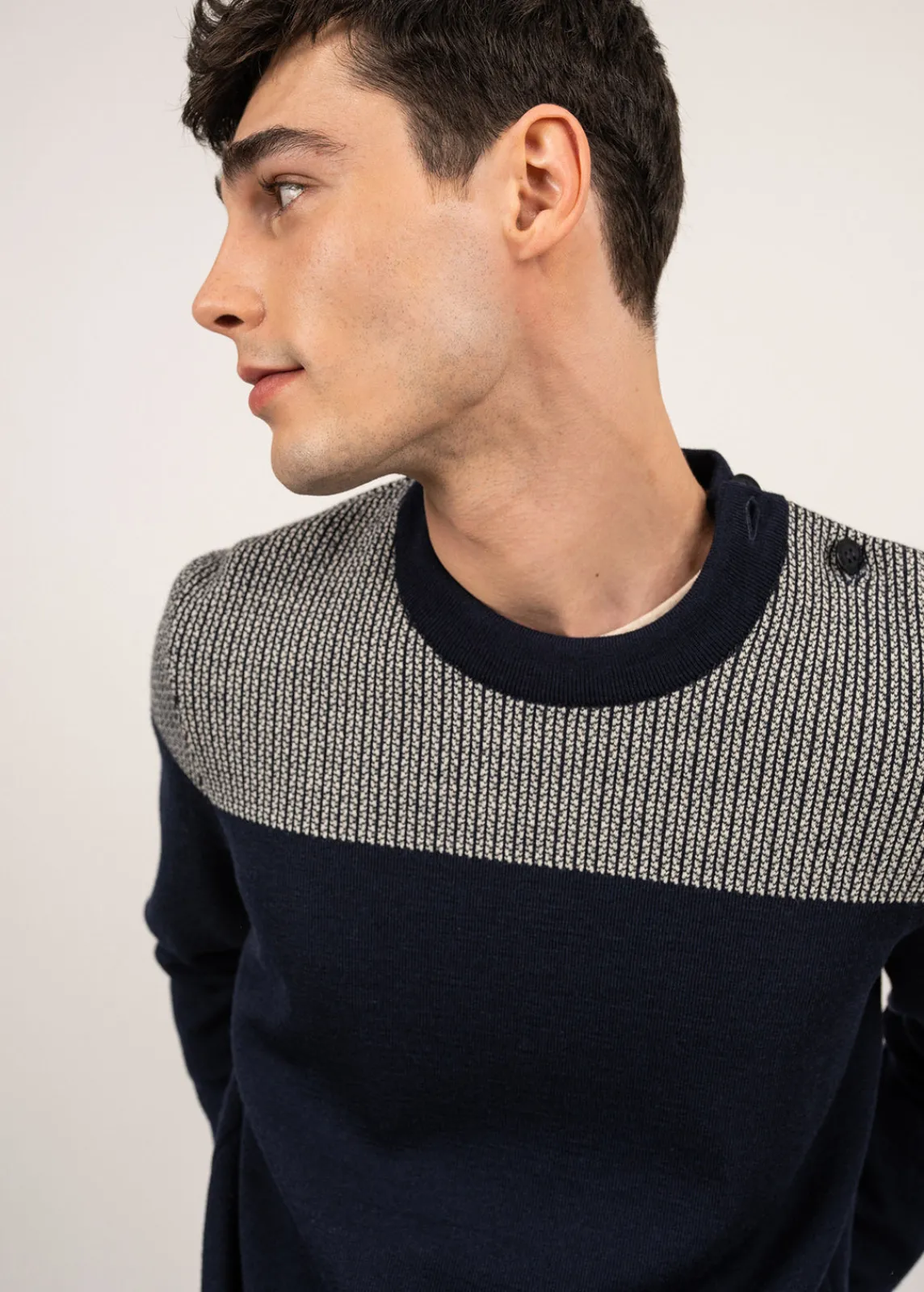 SAINT JAMES Pulls Marins*Pull marin bicolore Dinan Marine/ecru