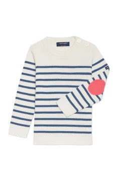 SAINT JAMES Pulls & Gilets*Pull marin Brégançon enfant Ecume/jean/doly