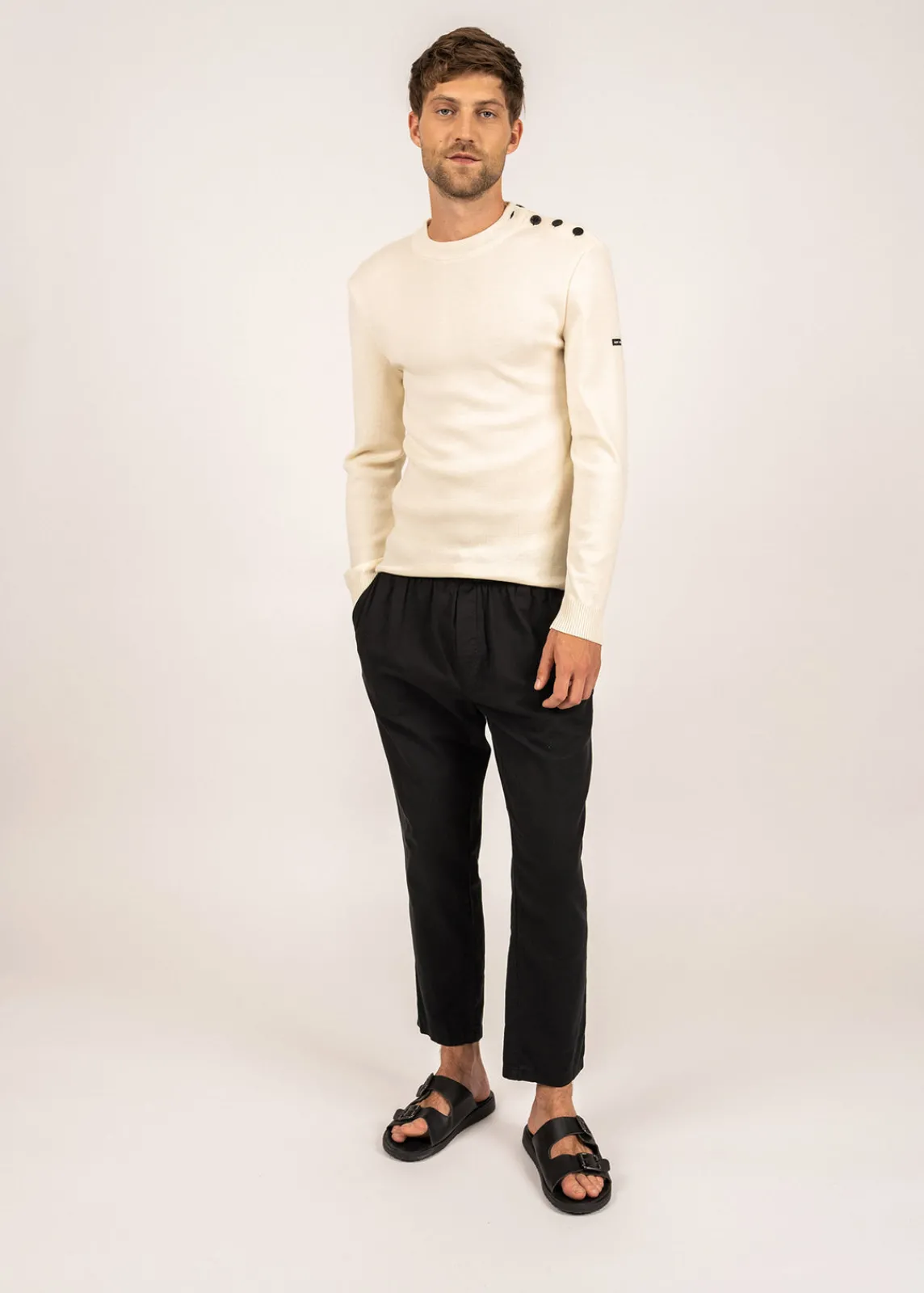 SAINT JAMES Pulls Marins*Pull marin en laine Estran Ecume