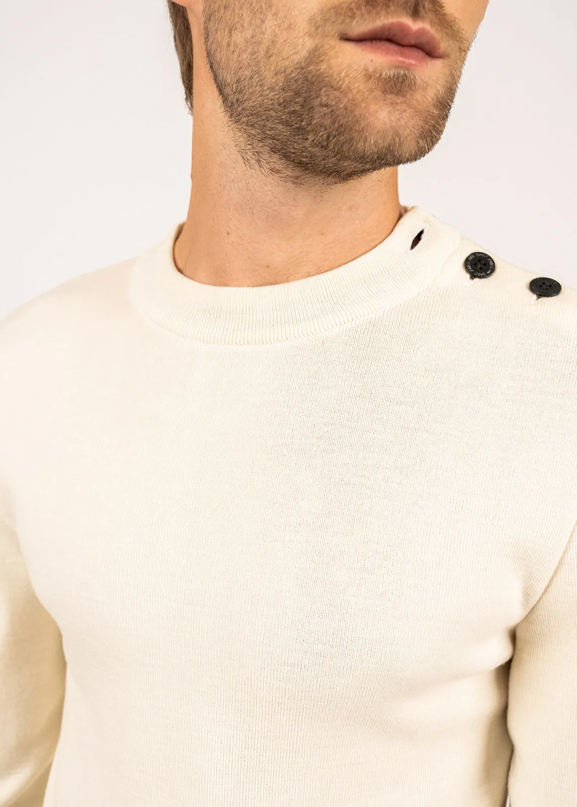 SAINT JAMES Pulls Marins*Pull marin en laine Estran Ecume
