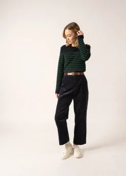 SAINT JAMES Pulls Marins*Pull marin Marée II Lurex Navy/vert