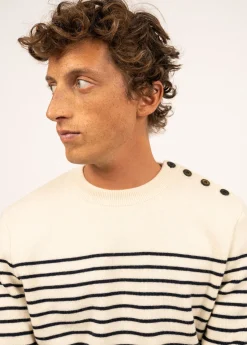 SAINT JAMES Pulls Marins*Pull marin rayé Binic Ecru/marine