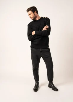 SAINT JAMES Pulls Marins*Pull marin rayé Binic Cap Noir