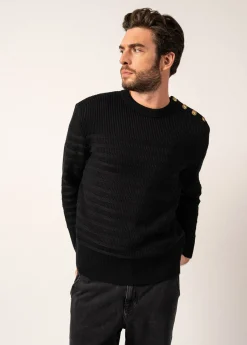 SAINT JAMES Pulls Marins*Pull marin rayé Binic Cap Noir
