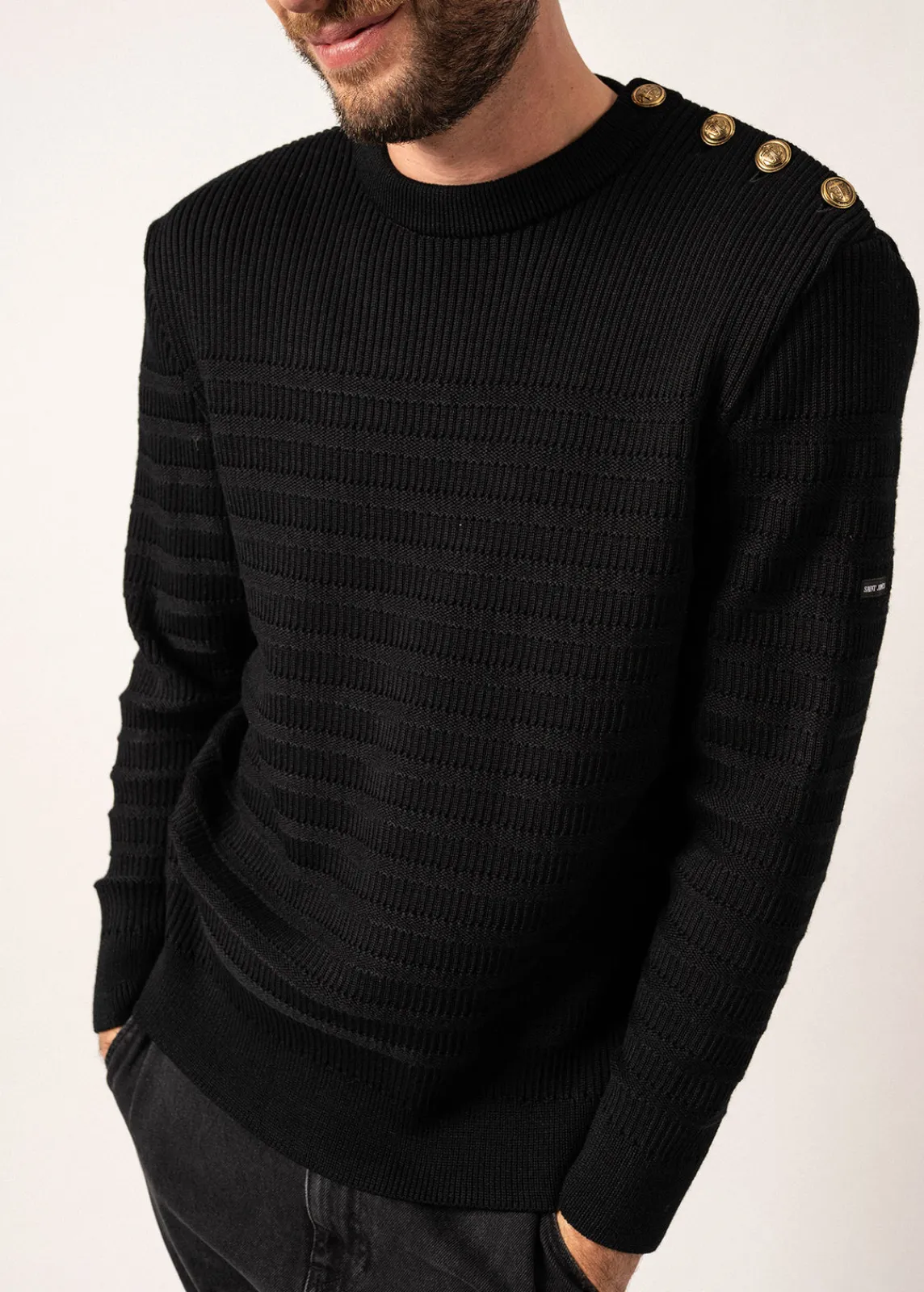 SAINT JAMES Pulls Marins*Pull marin rayé Binic Cap Noir