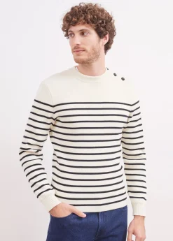 SAINT JAMES Pulls Marins*Pull marin rayé Galiote Ecume/navy