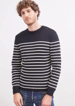 SAINT JAMES Pulls Marins*Pull marin rayé Galiote Navy/ecume