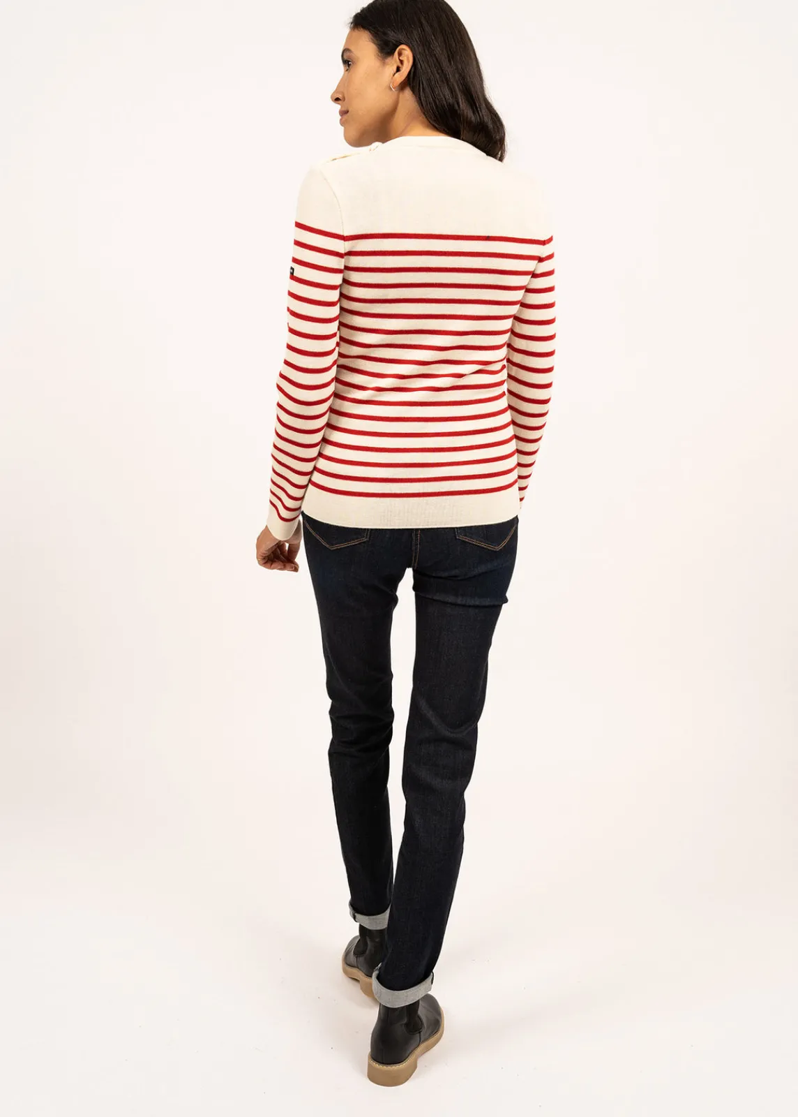 SAINT JAMES Pulls Marins*Pull marin rayé Marée Ecume/tulipe