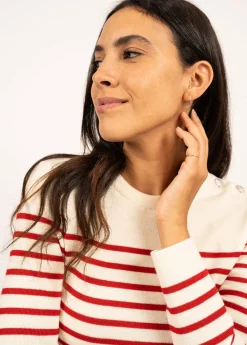 SAINT JAMES Pulls Marins*Pull marin rayé Marée Ecume/tulipe