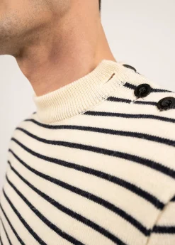 SAINT JAMES Pulls Marins*Pull marin rayé Matelot Ecru/marine