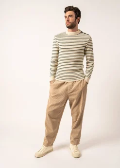 SAINT JAMES Pulls Marins*Pull marin rayé Matelot Ecru/vegetal