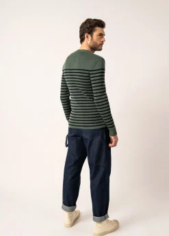 SAINT JAMES Pulls Marins*Pull marin rayé Rochefort Vegetal/navy