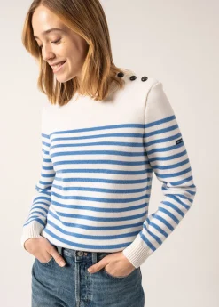 SAINT JAMES Pulls Marins*Pull marin rayé Rochefort Ecume/oxygene