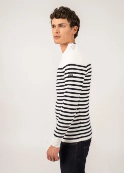 SAINT JAMES Pulls Marins*Pull marin rayé Rochefort Ecume/navy