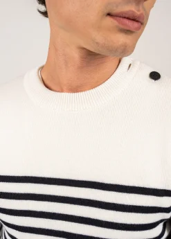 SAINT JAMES Pulls Marins*Pull marin rayé Rochefort Ecume/navy