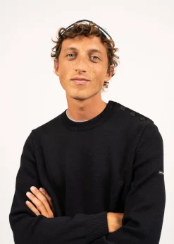 SAINT JAMES Pulls Marins*Pull marin uni Cancale Navy