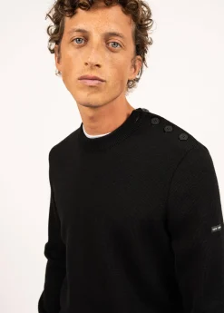 SAINT JAMES Pulls Marins*Pull marin uni Cancale Noir