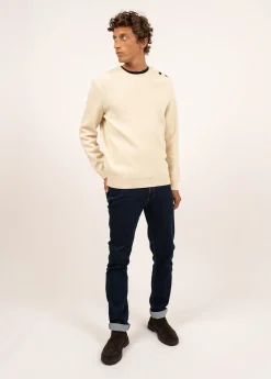SAINT JAMES Pulls Marins*Pull marin uni Cancale Ecru