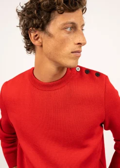 SAINT JAMES Pulls Marins*Pull marin uni Cancale Rouge