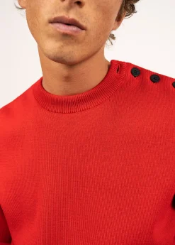 SAINT JAMES Pulls Marins*Pull marin uni Cancale Rouge
