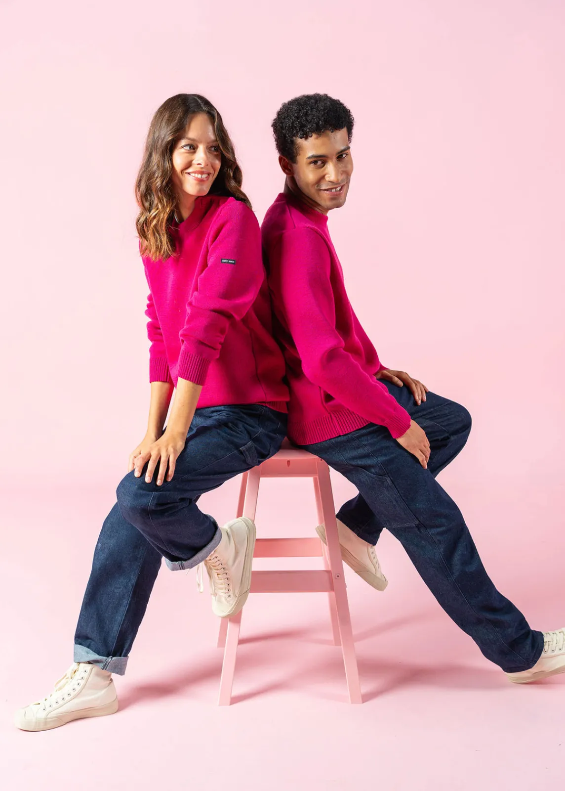 SAINT JAMES Pulls Marins*Pull marin uni Cancale Magentapop/magenta