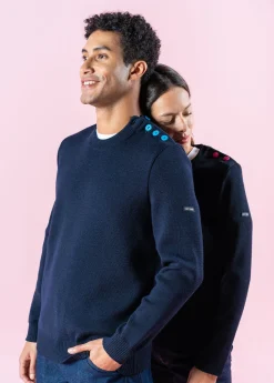 SAINT JAMES Pulls Marins*Pull marin uni Cancale Marinepop/paon