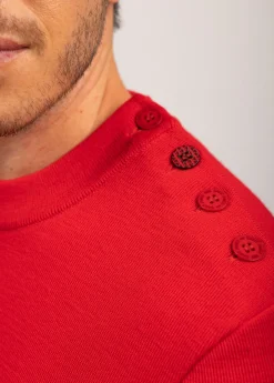 SAINT JAMES Pulls Marins*Pull marin uni Dinan Rouge