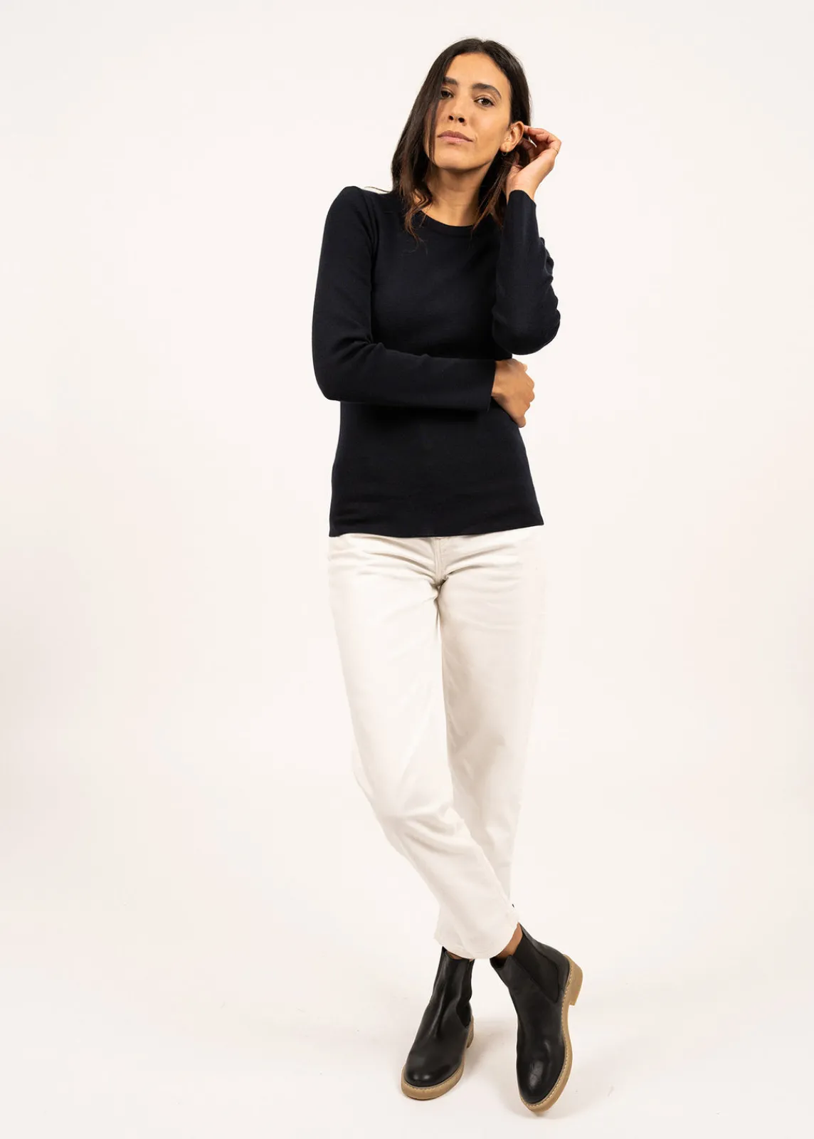 SAINT JAMES Pulls Marins*Pull marin uni Marée Navy