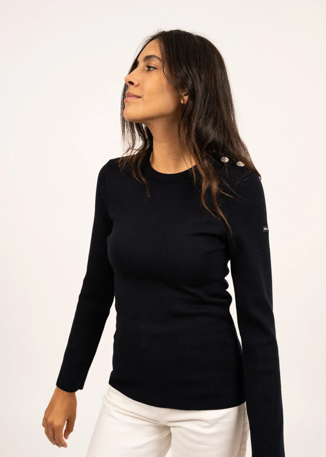 SAINT JAMES Pulls Marins*Pull marin uni Marée Navy