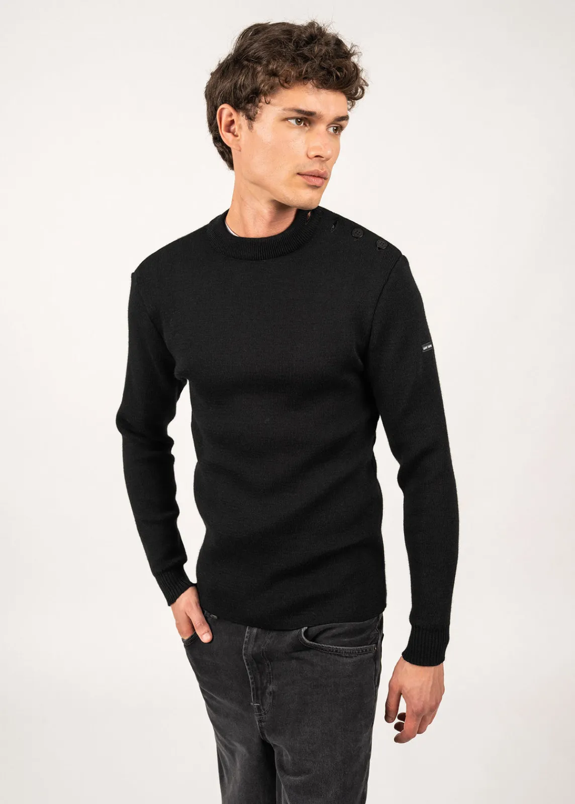 SAINT JAMES Pulls Marins*Pull marin uni Matelot Noir